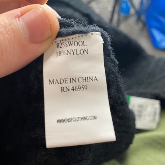 NSF Sweater Womens Size P X Small-XX Small Black Skyla Cable Knit Wool Tie - Picture 6 of 9